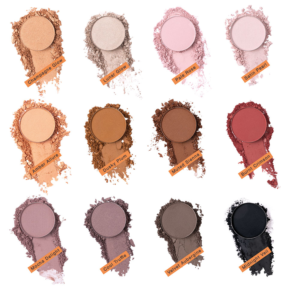 Kryolan - Velvet #2 Vision Eye Shadow Palette, 12 Farben