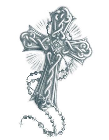 Tattooed!Now! Cross with Rosary