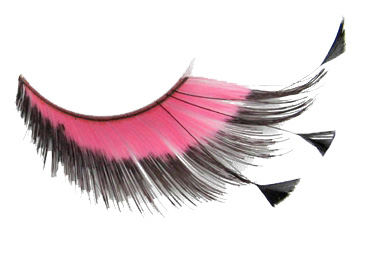 Wimpern GR155 black/pink  mit Federn