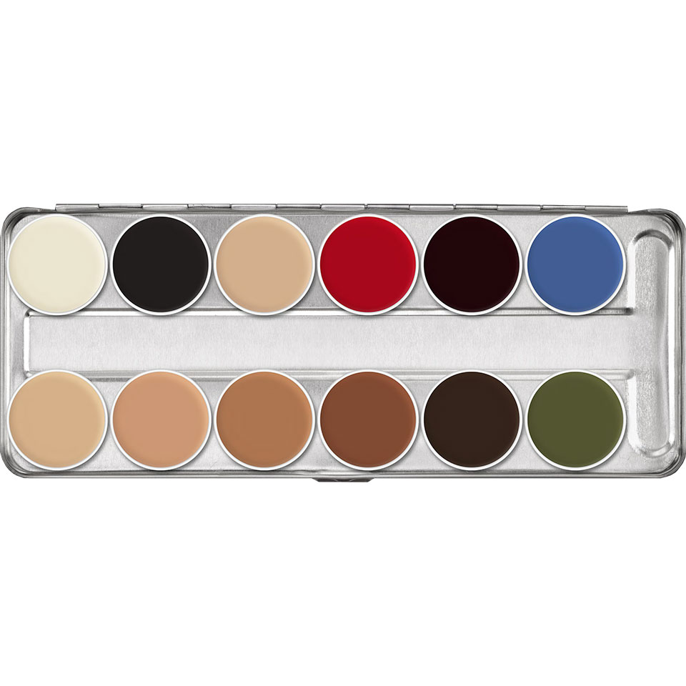 Kryolan - Spezial Teint Schminkpalette, 12 Farben 