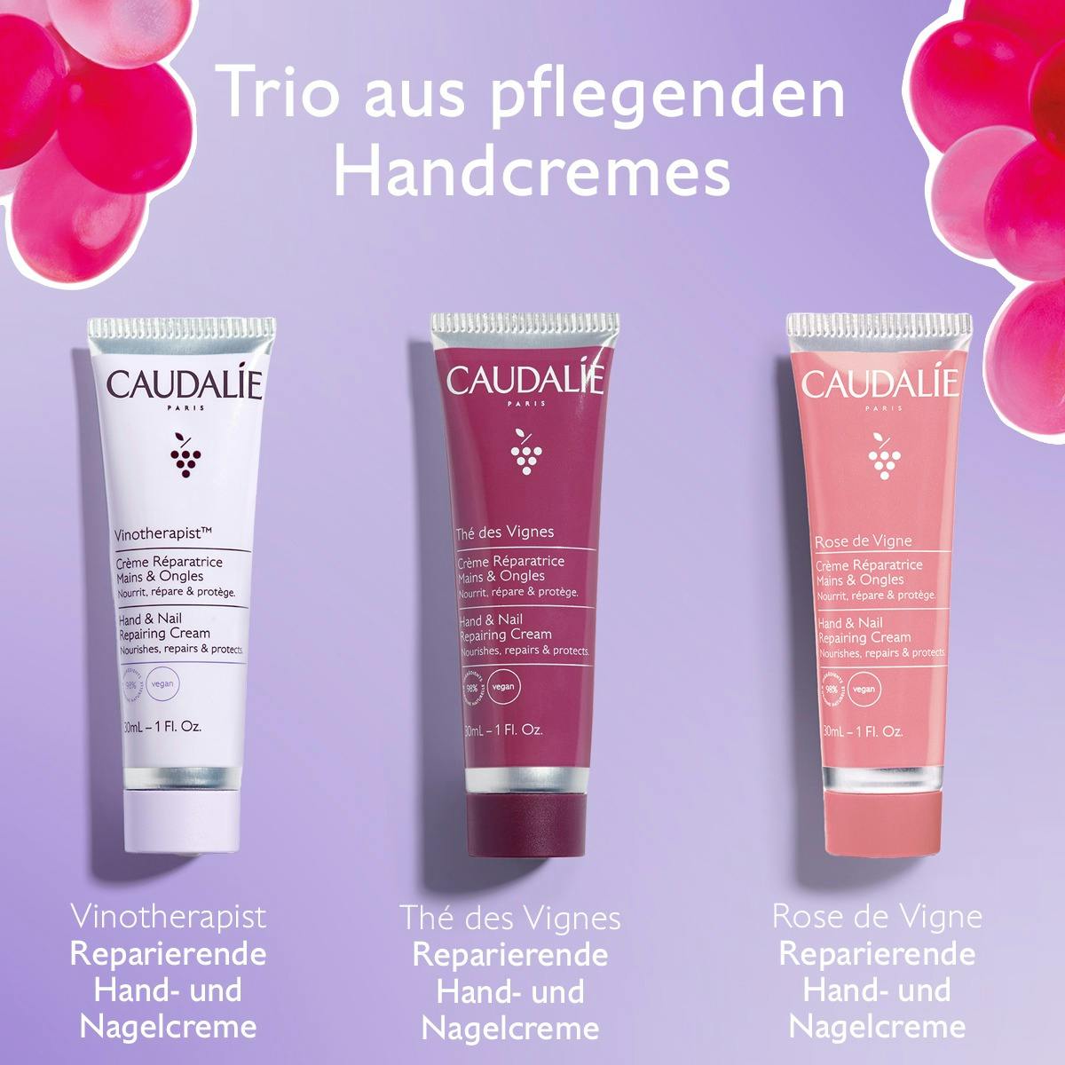Caudalie - Trio aus Nährstoffversorgung Handcremes, SET