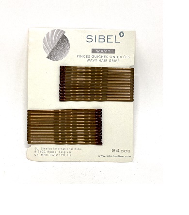 Sibel - Haarklemmen 50mm gewellt Braun 24St.