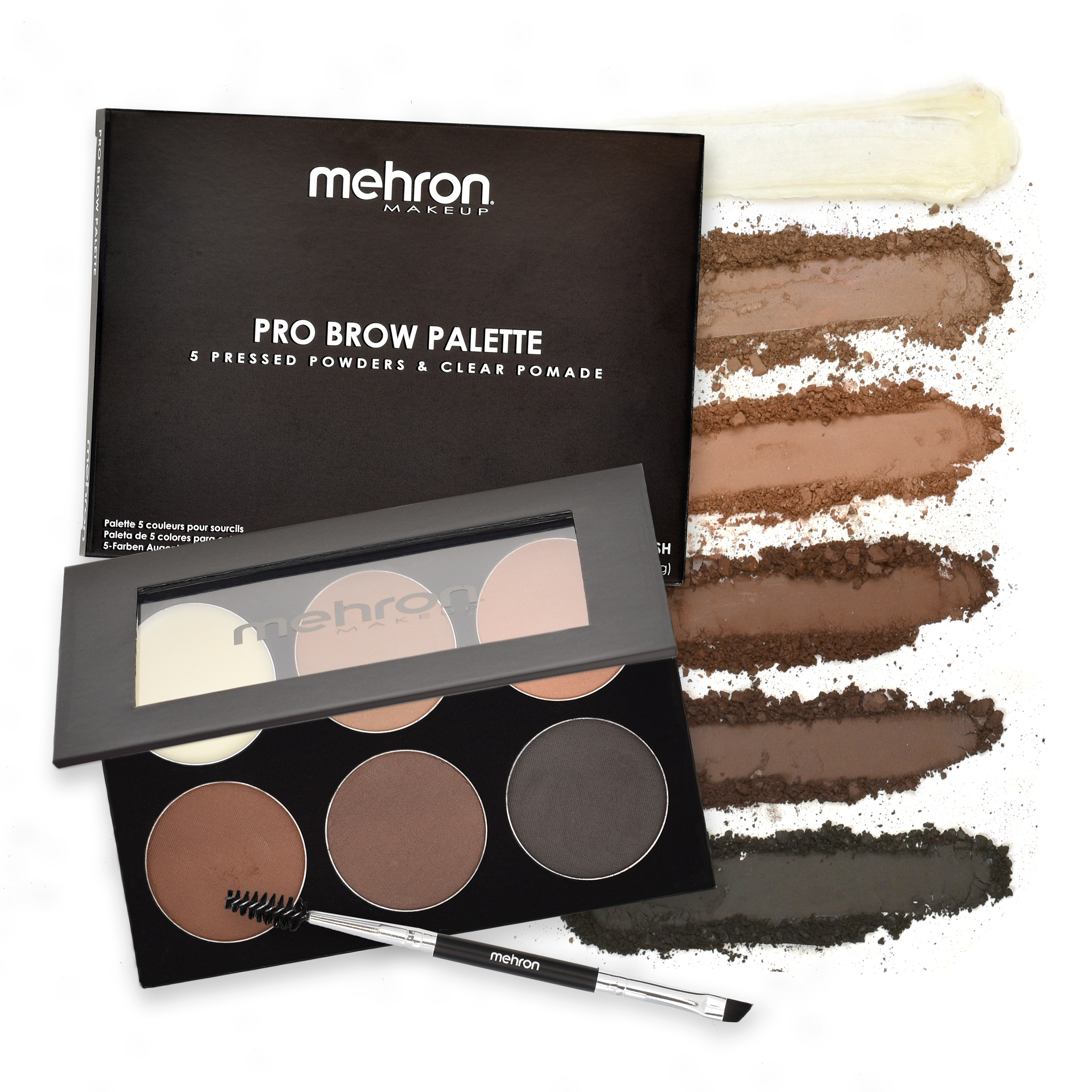 Mehron - PRO BROW Palette 5 Farben + Clear Pomade, 24g