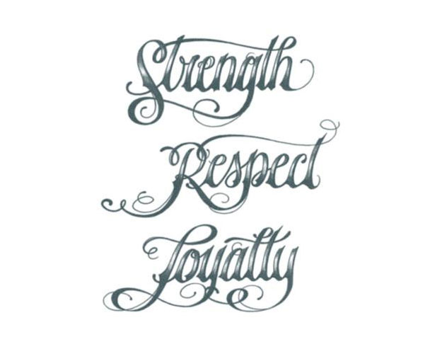 Tattooed!Now! Strenght Respect Loyalty Script