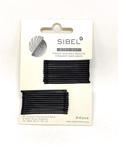 Sibel - Haarklemmen 45-50mm glatt Schwarz 24St.